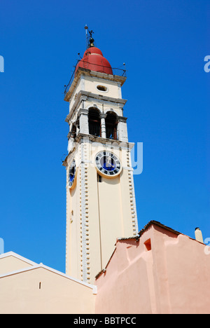 Uhr auf St. Spyridon Kirche, Korfu Griechenland Stockfoto