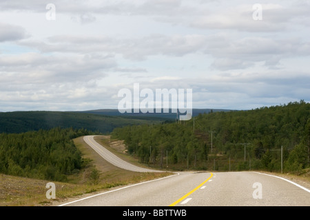 wicklung asphaltierte Highway zwischen Bäumen Stockfoto