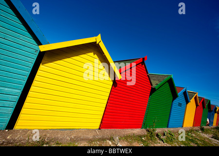 Strand Hütten Whitby Stockfoto