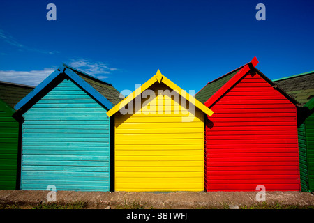 Strand Hütten Whitby Stockfoto