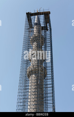 Eingerüsteten Minarett, Renovierung, Sueleymaniye Moschee, Istanbul, Türkei Stockfoto