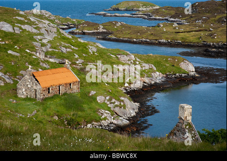 Verfallene Scheune auf South Harris Küste, Manish Bay, äußeren Hebriden, Schottland Stockfoto