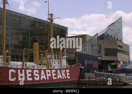 Chesapeake Feuerschiff in Baltimore Inner Harbor Stockfoto