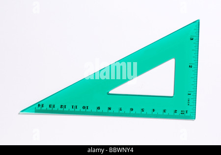 Durchsichtigen Kunststoff Mess-Geräte Winkelmesser Winkelmesser Quadrat Dreieck Stockfoto
