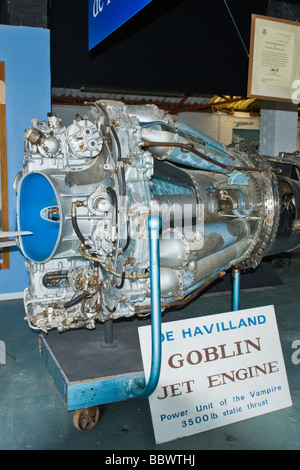 de Havilland Aircraft Erbe Zentrum Moskito Museum, Goblin-Jet-Engine verwendet, um den Vampir macht Stockfoto