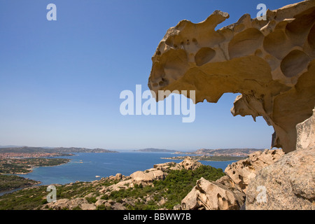 Wind geformten Felsen und Blick vom Capo d ' Orso, Sardinien Stockfoto