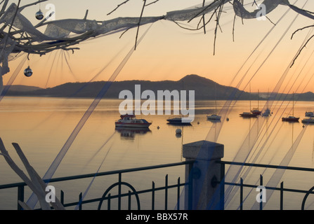 Sonnenuntergang am See Maggiore Piemont Italien Stockfoto
