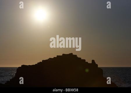 Sonnenuntergang über der Giants Causeway Grafschaft Antrim Küste Nordirland Großbritannien Europa Stockfoto