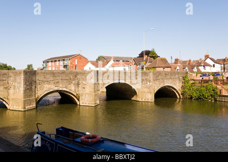 Der Fluß Avon an König-Johann Brücke, Tewkesbury, Gloucestershire Stockfoto