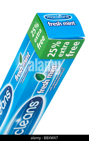 Aufrecht Boxed Macleans "Minze" Tube Zahnpasta mit 25 % zusätzlichen freien Stockfoto