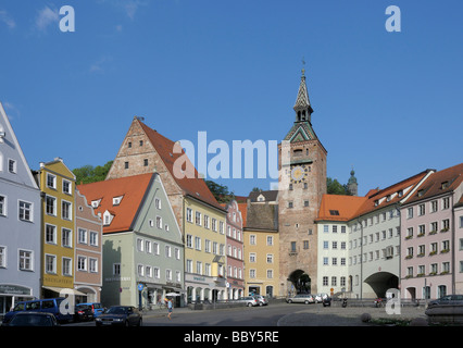 Schmalzturm Turm, wichtigsten Platz, Landsberg am Lech, Bayern, Deutschland, Europa Stockfoto