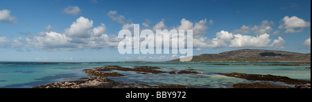 Panoramablick auf Suche von Eriskay, bis South Uist, äußeren Hebriden, Schottland Stockfoto