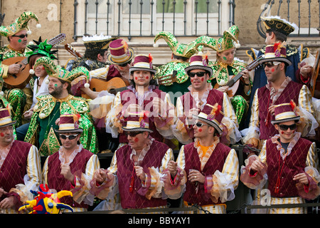 Carrusel de Coros de Los Carnavales de Cadiz Andalusien España Chöre im Karussell Karneval in Cadiz Andalusien Spanien Stockfoto