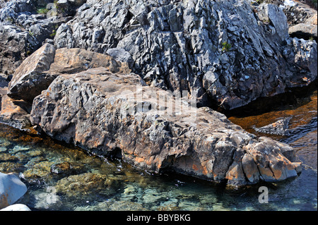 Felsformationen. Die Fee-Pools, Allt Kokos ' ein ' Mhadaidh, Coire Na Creich, Glen Brittle, Minginish, Isle Of Skye, Schottland, U.K Stockfoto