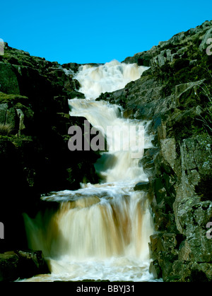 Kessel-Schnauze ist ein 180 Meter langen Wasserfall am Oberlauf des Flusses Tees im Norden Englands erreicht, Stockfoto