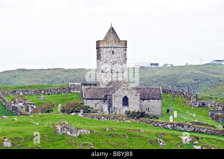 Kirche St. Clements in der Nähe von Roghadal in der südöstlichen Ecke von der Isle of Harris in den äußeren Hebriden in Schottland Stockfoto