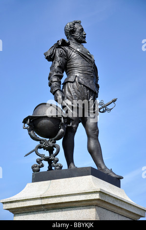 Statue von Sir Francis Drake, Plymouth Hacke, Plymouth, Devon, England, Vereinigtes Königreich Stockfoto