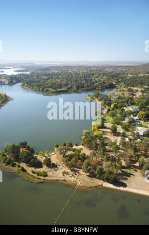 Die Begründung der Regierung Haus Yarralumla und Lake Burley Griffin Canberra ACT Australien Antenne Stockfoto
