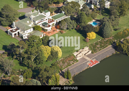 Government House und Gärten Yarralumla und Lake Burley Griffin Canberra ACT Australien Antenne Stockfoto