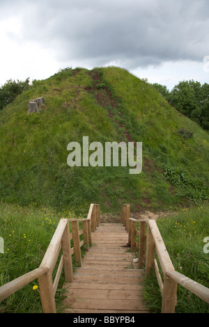 Harryville Motte von Bailey 12. Jahrhundert Erdarbeiten Ballymena Grafschaft Antrim Nordirland betrachtet Stockfoto