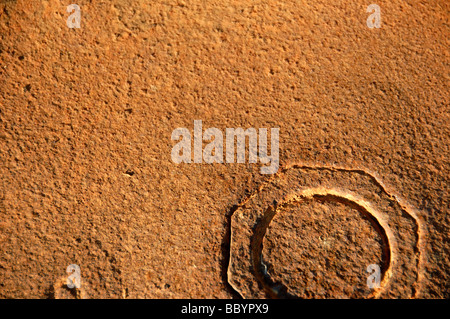 Rostige Metallschaft Oberfläche Hintergrund. Rost Textur Makro. Stockfoto