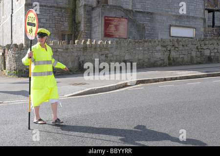 Eine Lollypop Dame in Falmouth, England Stockfoto