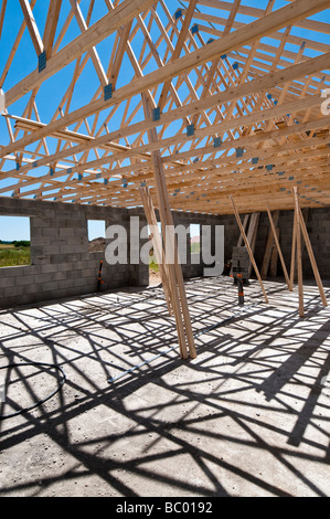 Inländische Wohnungsbau auf der Baustelle - Indre-et-Loire, Frankreich. Stockfoto