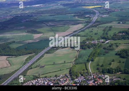 Hohen Niveau Luftaufnahme der Autobahn M1 an Kreuzung 31 in Derbyshire Stockfoto