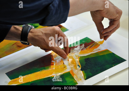 Druckgrafik in einem Studio für kreative Künste Stockfoto