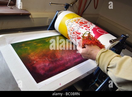 Druckgrafik in einem Studio für kreative Künste Stockfoto