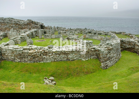 Broch von Gurness eine befestigte Wohnung stammt aus der Eisenzeit um 2000 BC-Orkney Islands-Schottland Stockfoto