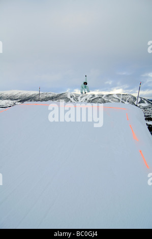 Snowboarden im Resort Geilo, Norwegen Stockfoto