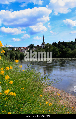 Ein Blick über den Fluss Wye, Ross on Wye in Herefordshire Stockfoto