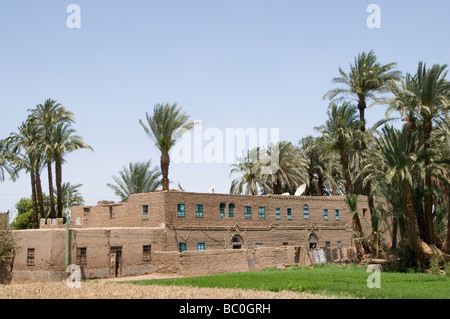 Nile River Ägypten Bauernhof Landwirtschaft Feld alte Bauerndorf auf dem Nil Stockfoto