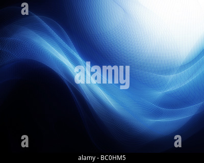 Moderner blauer Hintergrund mit abstrakten glatten Linien Stockfoto
