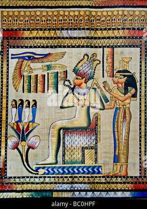 Neuen ägyptischen Gemälden aus pharaonischen Zeiten auf Papyrus Papier Ägypten Kairo Stockfoto