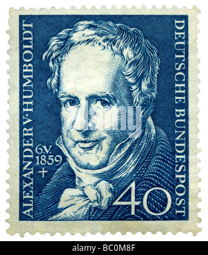 Alte deutsche Briefmarke mit Wissenschaftler und Entdecker Alexander Humboldt Stockfoto