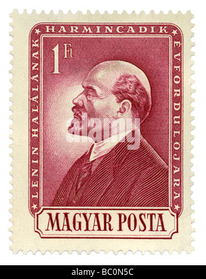 Alte ungarische Briefmarke mit Lenin-Porträt Stockfoto