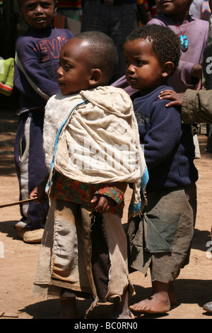 Afrika-Äthiopien-Omo Region Chencha Kinderdorf Dorze Stockfoto