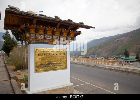 Eingang des National-Textilmuseum Thimphu, Bhutan. 91421 Bhutan-Textil Stockfoto