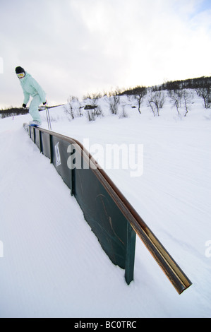 Snowboarden im Resort Geilo, Norwegen Stockfoto