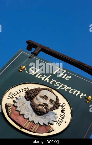 Das Shakespeare Hotelschild, Stratford Upon Avon, Warwickshire Stockfoto