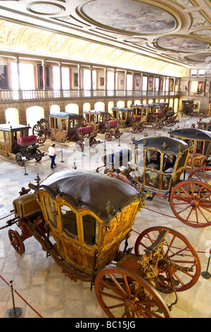 Das Nationale Kutschenmuseum in Lissabon – Museu Nacional Dos Coches – in Belem, Lissabon, Portugal. Stockfoto