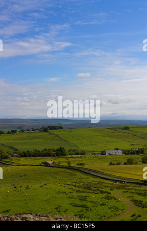 Blick über Tyne Valley in Richtung einmal gebraut Gastwirtschaft von Hadrian Wand Stockfoto