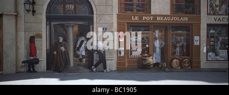 Frankreich, Rhone, Lyon historische Stätte Weltkulturerbe der UNESCO, Rue De La Martiniere, das Fresko La Fresque des Lyonnais Stockfoto