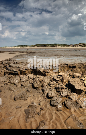 Formby Fußabdrücke Schlick Schichten Stockfoto