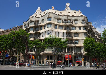 Casa Mila Gaudi Barcelona Catalunya Spanien Stockfoto