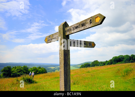 North Downs Way in der Nähe von Dorking post anmelden Stockfoto