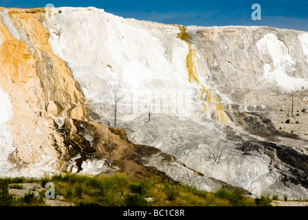 malerische Aussicht von Mammoth Hot Springs im Yellowstone-Nationalpark Stockfoto