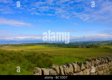 Blick über Tyne Valley in Richtung einmal gebraut Gastwirtschaft von Hadrian Wand Stockfoto